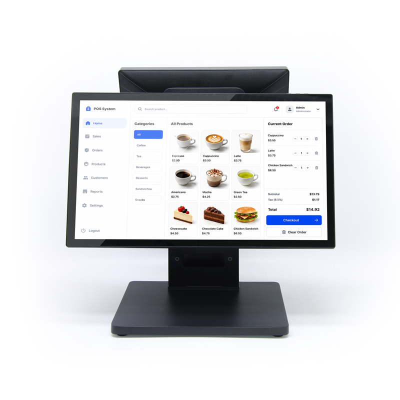 PT1537W/E 15.6″+10.1″ Android/Linux Dual-Screen POS Terminal with Rockchip Options