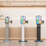 PR1502/PR2202/PR2402 15.6″/21.5″/23.8″ Android/Windows Floor Standing Self Service Kiosk with Printer & QR Code Scanner