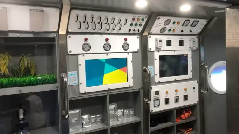 a close up of wall mounted touch screen tablets