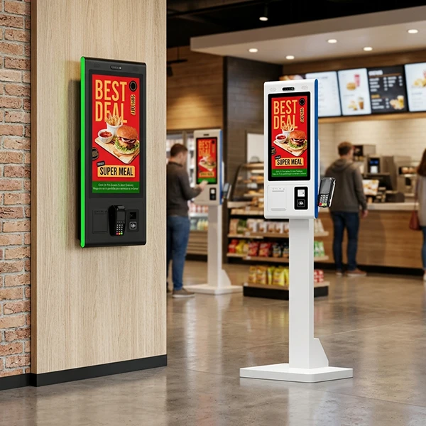 21.5 inch floor-standing and pole kiosk form factors